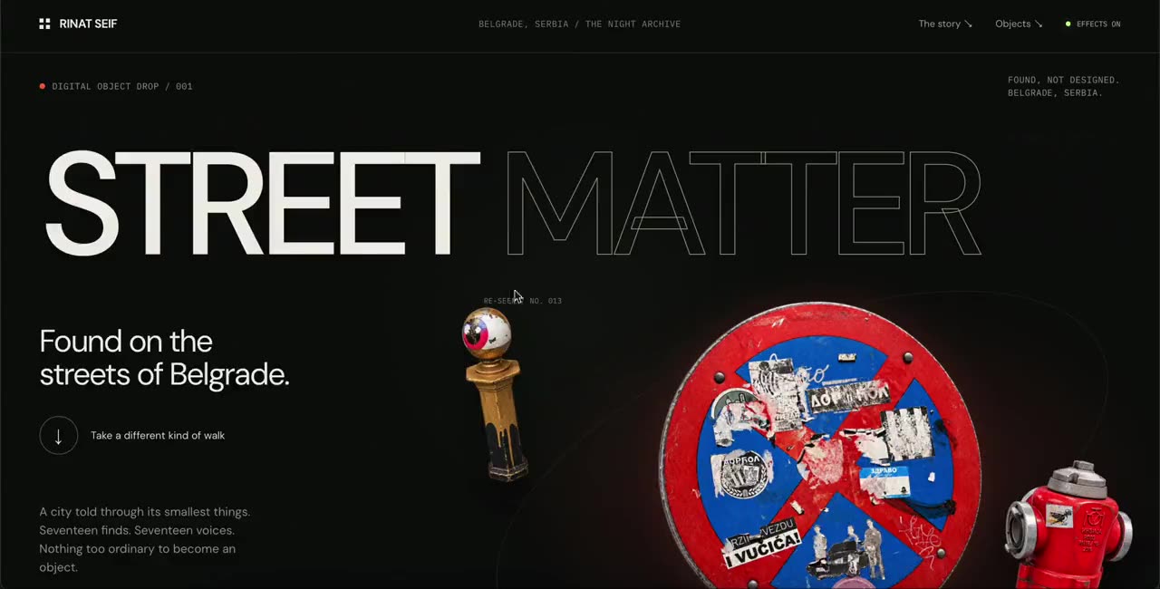 Первый экран сайта дропа STREET MATTER
